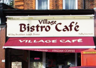Shop Front Sign with Canopy in Beckenham Village Bistro Cafe